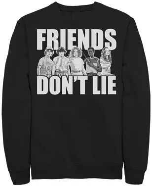 Licensed Character Men's Netflix Stranger Things Friends Don't Lie Group Shot Sweatshirt, Size: Small, Black