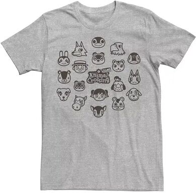 Licensed Character Men's Animal Crossing New Horizons Group Shot Villagers Tee, Size: Small, Med Grey