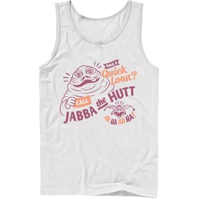 Licensed Character Men's Star Wars Jabba The Hutt Need A Quick Loan Tank, Size: Medium, White