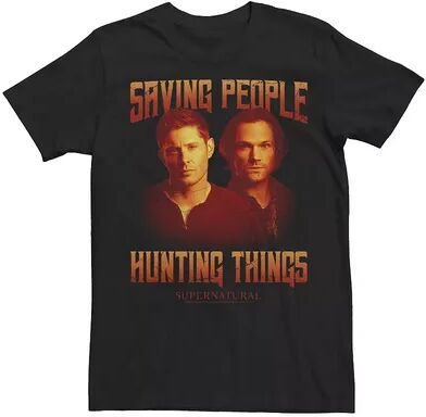 Licensed Character Men's Supernatural Dean & Sam Saving People Hunting Things Tee, Size: Small, Black