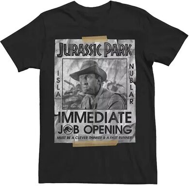 Licensed Character Men's Jurassic Clever Job Opening Poster Tee, Size: XS, Black