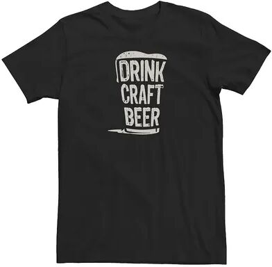 Licensed Character Big & Tall Drink Craft Beer Text Tee, Men's, Size: Large Tall, Black