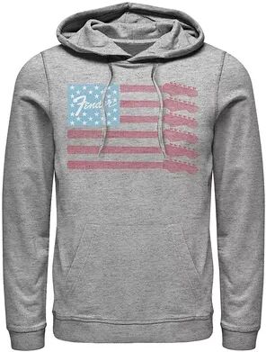 Licensed Character Men's Fender Guitar Flag Americana Rock Hoodie, Size: Medium, Med Grey