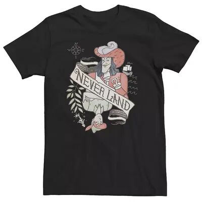 Disney Big & Tall Disney Peter Pan Captain Hook Playing Card Tee, Men's, Size: 5XL, Black