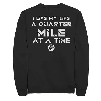 Licensed Character Men's Fast & Furious Life At A Quarter Mile At A Time Word Stack Sweatshirt, Size: XL, Black