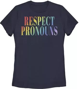 Unbranded Young Adult Respect Pronouns Gradient Text Tee, Girl's, Size: XXL, Blue