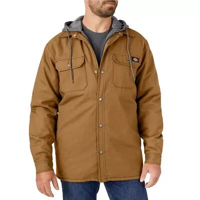 Dickies Men's Dickies Fleece Hooded Duck Shirt Jacket, Size: XS, Dark Beige