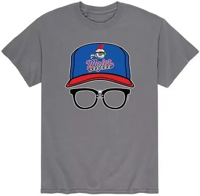 Licensed Character Men's Major League Cap & Glasses Baseball Tee, Size: XXL, Grey