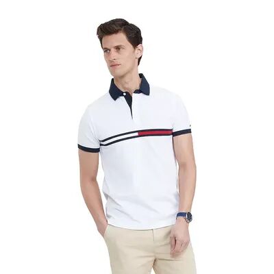Tommy Hilfiger Big & Tall Tommy Hilfiger Flag Pique Polo, Men's, Size: 3XL Tall, White