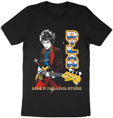 Licensed Character Men's Bob Dylan Electric Guitar Tee, Size: Medium, Black