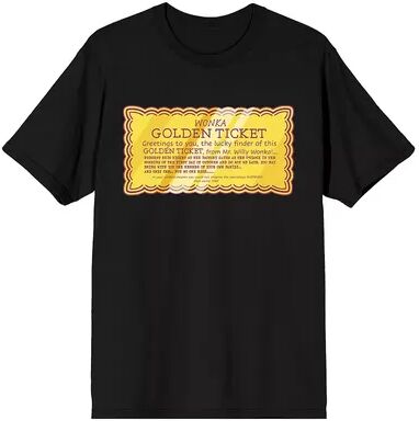 Licensed Character Men's Willy Wonka Golden Ticket Tee, Size: Medium, Black