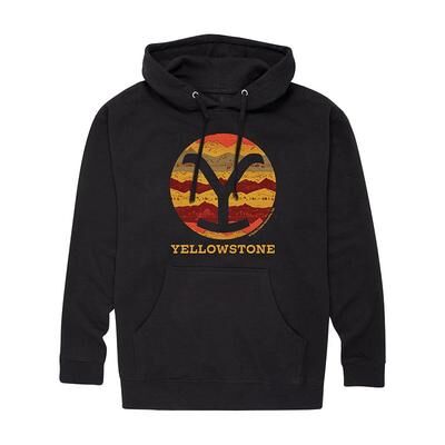 Licensed Character Men's Yellowstone Pattern Y Brand Hoodie, Size: XL, Black