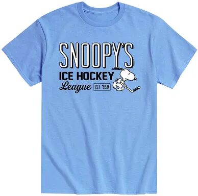 Licensed Character Men's Peanuts Ice Hockey League Tee, Size: Small, Blue