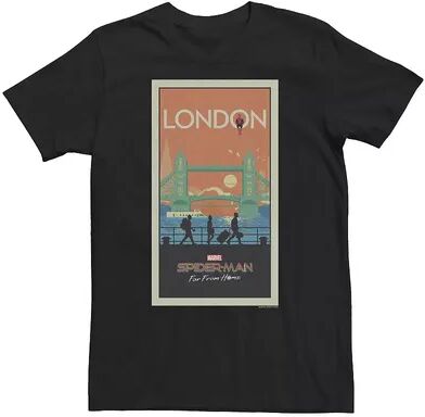 Marvel Big & Tall Marvel Spider-Man Far From Home London Movie Poster Tee, Men's, Size: Large Tall, Black