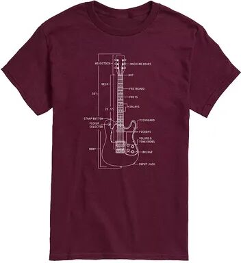 Licensed Character Men's Guitar Diagram Tee, Size: Medium, Med Red