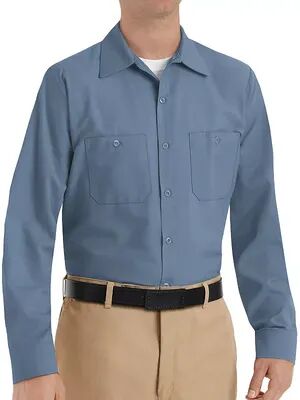 Red Kap Men's Red Kap Classic-Fit Industrial Button-Down Work Shirt, Size: XXL, Blue