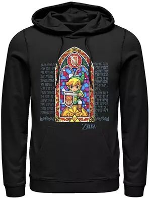 Licensed Character Men's Legend Of Zelda Link Stained Glass Window Pullover Hoodie, Size: Large, Black