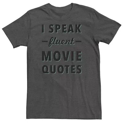 Licensed Character Men's Fluent Speak In Movie Quotes Tee Shirt, Size: 3XL, Dark Grey
