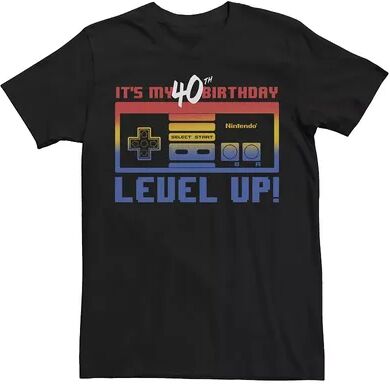 Licensed Character Men's Nintendo My 40th Birthday Level Up Tee, Size: 3XL, Black