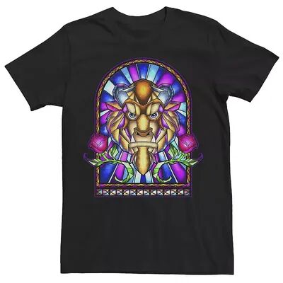 Disney Men's Disney Beauty And The Beast Stained Glass Window Tee, Size: Medium, Black