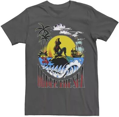 Disney Men's Disney The Little Mermaid Tattoo Style Poster Tee, Size: Large, Grey