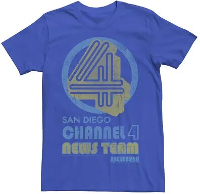 Licensed Character Men's Anchorman Channel 4 Tee, Size: XL, Med Blue