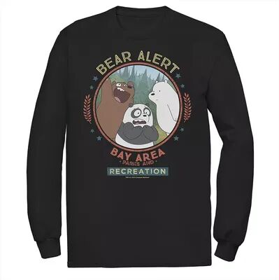 Licensed Character Men's Cartoon Network We Bare Bears Bay Area Bear Alert Circle Long Sleeve Tee, Size: XL, Black