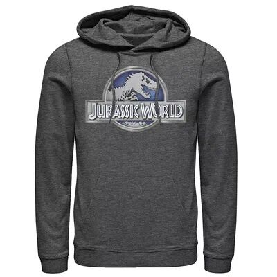 Licensed Character Men's Jurassic World Classic Metal Coin Logo Graphic Pullover Hoodie, Size: Large, Dark Grey
