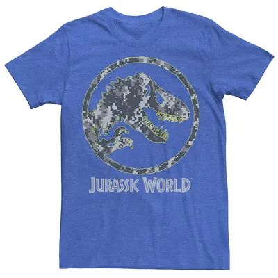 Licensed Character Men's Jurassic World Camouflage Yellow Outline Fossil Coin Logo Tee, Size: Small, Med Blue
