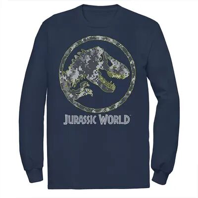 Licensed Character Men's Jurassic World Camouflage Yellow Outline Fossil Coin Logo Tee, Size: Large, Blue
