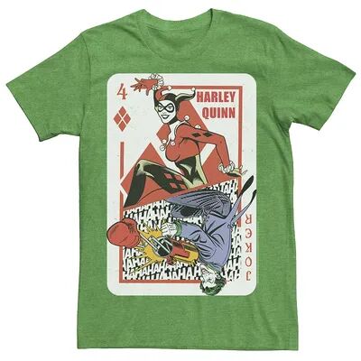 DC Comics Mens DC Comics Harley Quinn Joker Playing Card Tee, Men's, Size: 3XL, Med Green
