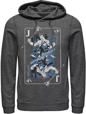 DC Comics Mens DC Comics The Joker Playing Card Hoodie, Men's, Size: XL, Grey