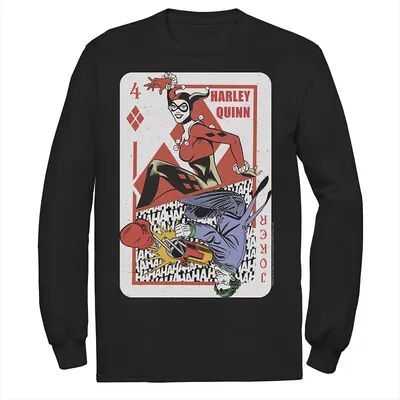 DC Comics Mens DC Comics Harley Quinn Joker Playing Card Tee, Men's, Size: Small, Black