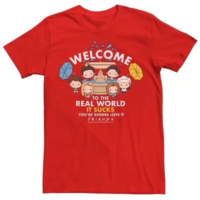 Licensed Character Men's Friends Chibi The Real World Sucks Tee, Size: Small, Red