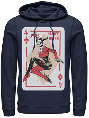 DC Comics Men's DC Comics Harley Quinn Playing Card Hoodie, Size: Small, Blue