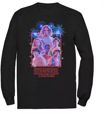 Licensed Character Men's Netflix Stranger Things Group Shot Fireworks Poster Tee, Size: XXL, Black