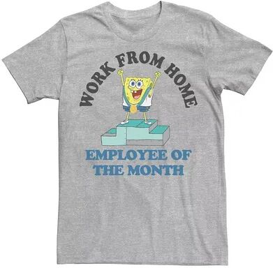 Licensed Character Men's SpongeBob SquarePants Work From Home Employee Of The Month Tee, Size: XXL, Med Grey