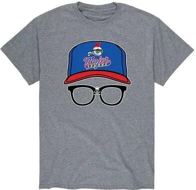 Licensed Character Men's Major League Cap & Glasses Baseball Tee, Size: XL, Grey