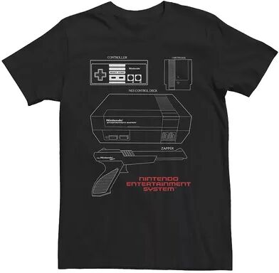 Licensed Character Big & Tall Nintendo Entertainment System Essentials Outline Poster Tee, Men's, Size: 4XL, Black