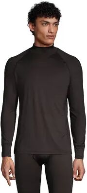 Lands' End Men's Lands' End Stretch Thermaskin Long Underwear Mockneck Base Layer Top, Size: Medium, Black