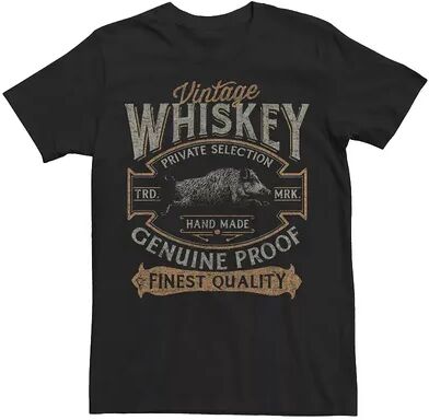 Licensed Character Men's Vintage Whiskey Genuine Proof Finest Quality Label Tee, Size: Small, Black