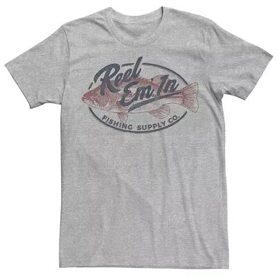 Licensed Character Men's Reel Em' In Fishing Supply Co. Logo Tee, Size: XS, Med Grey