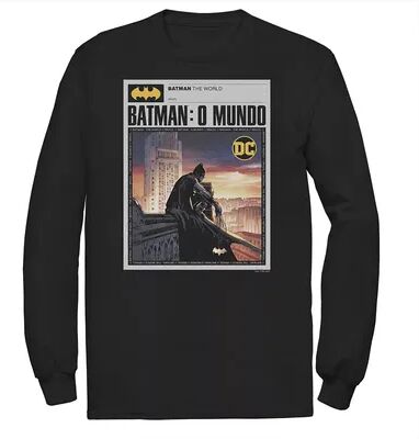 DC Comics Big & Tall DC Comics Batman: The World Mexico News Poster Tee, Men's, Size: XL Tall, Black