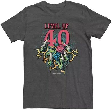 Licensed Character Men's Wizards Of The Coast Dungeons & Dragons Level Up 40 Dices Tee, Size: XL, Dark Grey