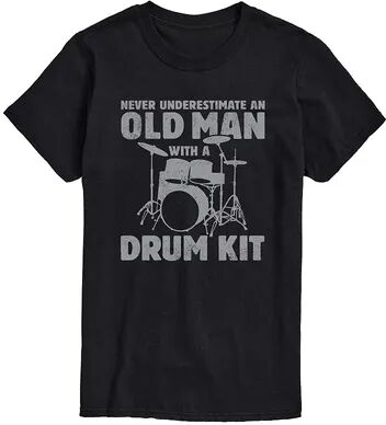 Licensed Character Men's Never Underestimate an Old Man with a Drum Kit T-Shirt, Size: XL, Black