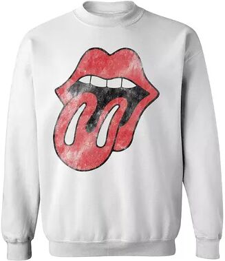 Licensed Character Men's Rolling Stones Vintage Tongue Sweatshirt, Size: Large, White