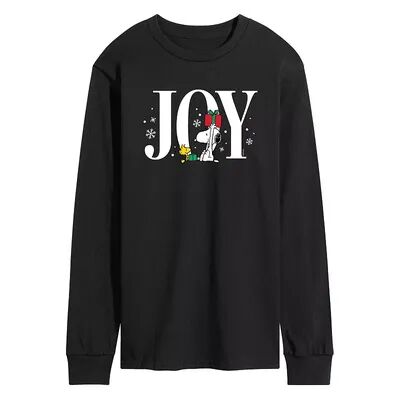 Licensed Character Men's Peanuts Snoopy Woodstock Joy Long Sleeve Tee, Size: Large, Black