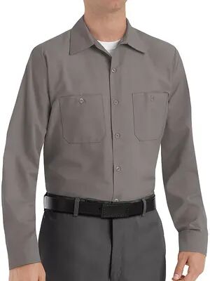 Red Kap Men's Red Kap Classic-Fit Industrial Button-Down Work Shirt, Size: XL, Grey