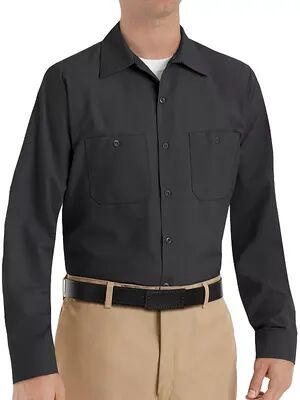 Red Kap Men's Red Kap Classic-Fit Industrial Button-Down Work Shirt, Size: XL, Black