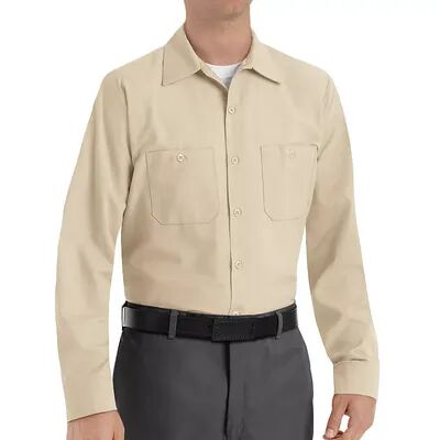 Red Kap Men's Red Kap Classic-Fit Industrial Button-Down Work Shirt, Size: XXL, Beig/Green